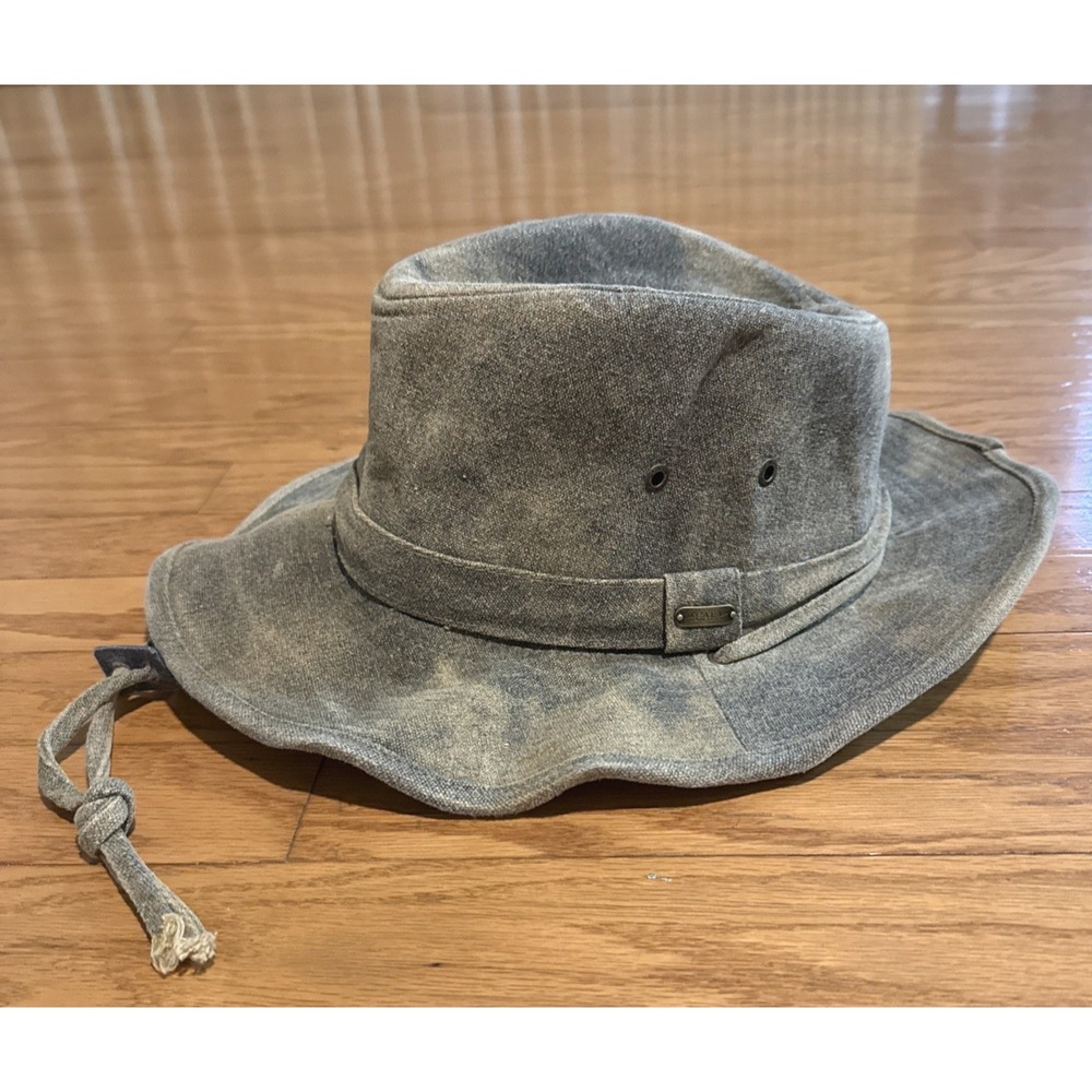 SCALA Sport Sz L Outback Weathered Cotton Canvas Hat w/ Chin Cord Outdoors